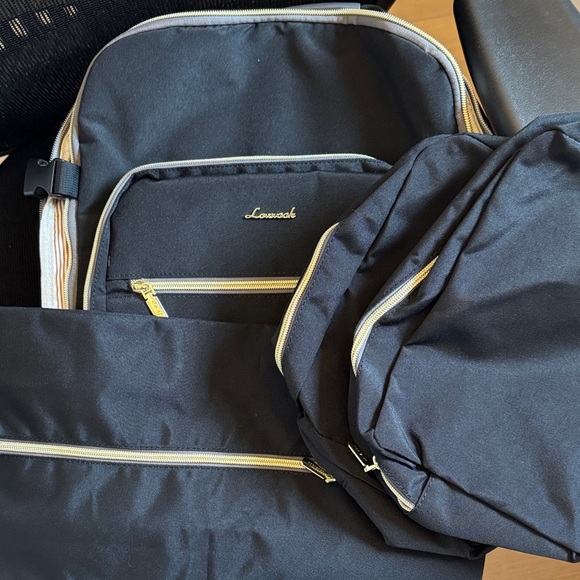 Women's Black Travel 4 Piece Backpack Set with Gold Accents - Picture 15 of 16